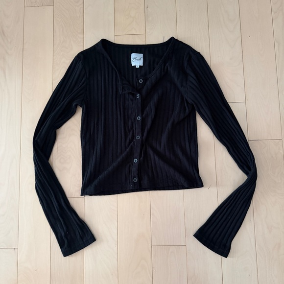 Black Ribbed Cardigan - Picture 1 of 3